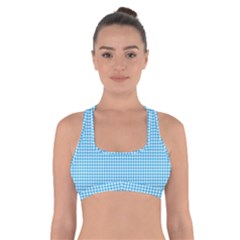 Oktoberfest Bavarian Blue Houndstooth Check Cross Back Sports Bra by PodArtist