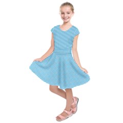 Oktoberfest Bavarian Blue Houndstooth Check Kids  Short Sleeve Dress by PodArtist