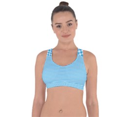 Oktoberfest Bavarian Blue Houndstooth Check Cross String Back Sports Bra by PodArtist