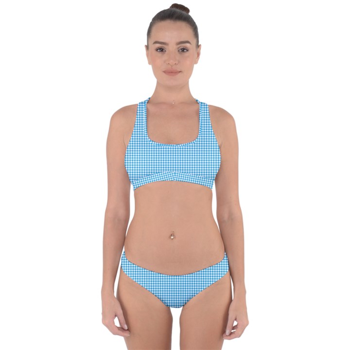 Oktoberfest Bavarian Blue Houndstooth Check Cross Back Hipster Bikini Set