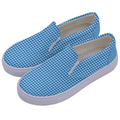 Oktoberfest Bavarian Blue Houndstooth Check Kids  Canvas Slip Ons by PodArtist