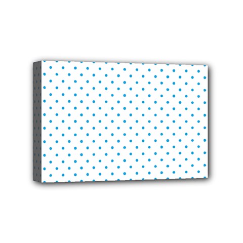 Mini Oktoberfest Bavarian Blue Polkadots On White Mini Canvas 6  X 4  (stretched) by PodArtist