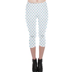 Mini Oktoberfest Bavarian Blue Polkadots On White Capri Leggings  by PodArtist