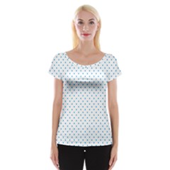 Mini Oktoberfest Bavarian Blue Polkadots On White Cap Sleeve Top by PodArtist