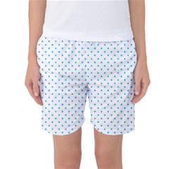 Mini Oktoberfest Bavarian Blue Polkadots On White Women s Basketball Shorts by PodArtist