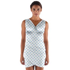 Mini Oktoberfest Bavarian Blue Polkadots On White Wrap Front Bodycon Dress by PodArtist