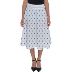 Mini Oktoberfest Bavarian Blue Polkadots On White Perfect Length Midi Skirt by PodArtist