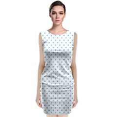 Mini Oktoberfest Bavarian Blue Polkadots On White Sleeveless Velvet Midi Dress