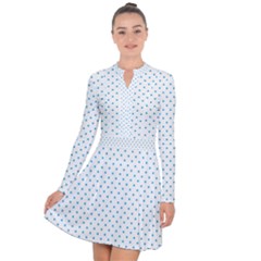 Mini Oktoberfest Bavarian Blue Polkadots On White Long Sleeve Panel Dress