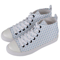 Mini Oktoberfest Bavarian Blue Polkadots On White Women s Mid-top Canvas Sneakers