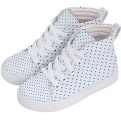 Mini Oktoberfest Bavarian Blue Polkadots On White Kid s Hi-top Skate Sneakers by PodArtist