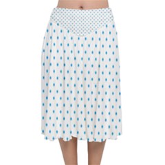 Mini Oktoberfest Bavarian Blue Polkadots On White Velvet Flared Midi Skirt