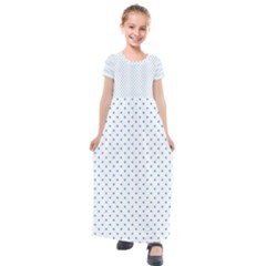 Mini Oktoberfest Bavarian Blue Polkadots On White Kids  Short Sleeve Maxi Dress by PodArtist