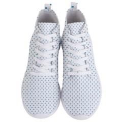 Mini Oktoberfest Bavarian Blue Polkadots On White Men s Lightweight High Top Sneakers by PodArtist