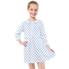 Mini Oktoberfest Bavarian Blue Polkadots On White Kids  Quarter Sleeve Shirt Dress by PodArtist