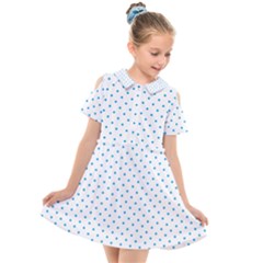 Mini Oktoberfest Bavarian Blue Polkadots On White Kids  Short Sleeve Shirt Dress by PodArtist