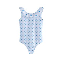 Mini Oktoberfest Bavarian Blue Polkadots On White Kids  Frill Swimsuit