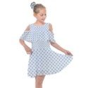 Mini Oktoberfest Bavarian Blue Polkadots on White Kids  Shoulder Cutout Chiffon Dress View1