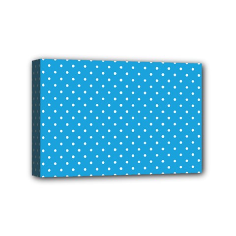 Mini White Polkadots On Oktoberfest Bavarian Blue Mini Canvas 6  X 4  (stretched) by PodArtist