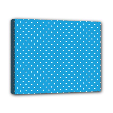 Mini White Polkadots On Oktoberfest Bavarian Blue Canvas 10  X 8  (stretched) by PodArtist