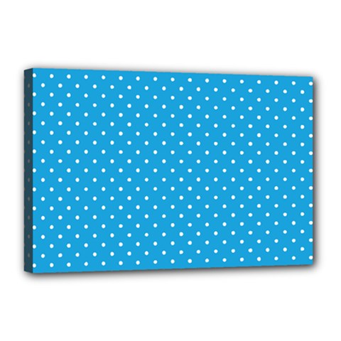 Mini White Polkadots On Oktoberfest Bavarian Blue Canvas 18  X 12  (stretched) by PodArtist