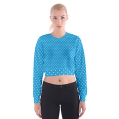 Mini White Polkadots On Oktoberfest Bavarian Blue Cropped Sweatshirt by PodArtist