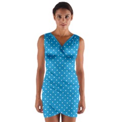 Mini White Polkadots On Oktoberfest Bavarian Blue Wrap Front Bodycon Dress by PodArtist