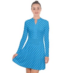 Mini White Polkadots On Oktoberfest Bavarian Blue Long Sleeve Panel Dress