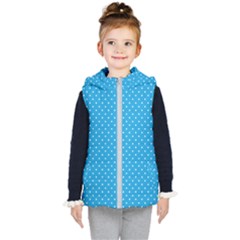 Mini White Polkadots On Oktoberfest Bavarian Blue Kid s Hooded Puffer Vest