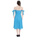 Mini White Polkadots on Oktoberfest Bavarian Blue Shoulder Tie Bardot Midi Dress View2