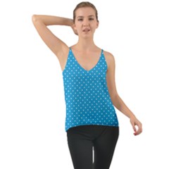 Mini White Polkadots On Oktoberfest Bavarian Blue Chiffon Cami