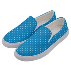 Mini White Polkadots On Oktoberfest Bavarian Blue Men s Canvas Slip Ons by PodArtist