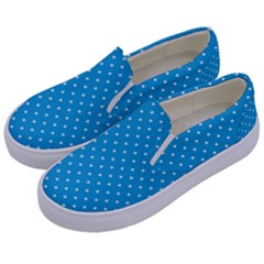 Mini White Polkadots On Oktoberfest Bavarian Blue Kids  Canvas Slip Ons by PodArtist