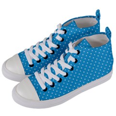 Mini White Polkadots On Oktoberfest Bavarian Blue Women s Mid-top Canvas Sneakers by PodArtist