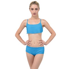 Mini White Polkadots On Oktoberfest Bavarian Blue Layered Top Bikini Set