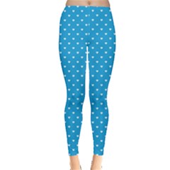 Mini White Love Hearts On  Oktoberfest Bavarian Blue Leggings  by PodArtist