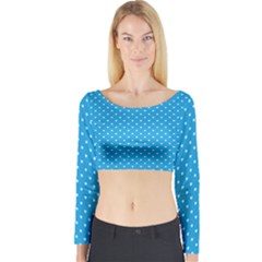 Mini White Love Hearts On  Oktoberfest Bavarian Blue Long Sleeve Crop Top by PodArtist