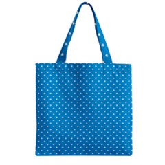 Mini White Love Hearts On  Oktoberfest Bavarian Blue Zipper Grocery Tote Bag by PodArtist