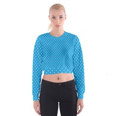 Mini White Love Hearts On  Oktoberfest Bavarian Blue Cropped Sweatshirt by PodArtist