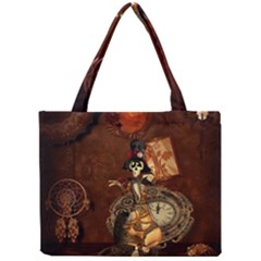 Funny Steampunk Skeleton, Clocks And Gears Mini Tote Bag by FantasyWorld7