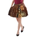 Funny Steampunk Skeleton, Clocks And Gears A-Line Pocket Skirt View1