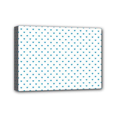 Oktoberfest Bavarian Blue Mini Love Hearts On White Mini Canvas 7  X 5  (stretched) by PodArtist