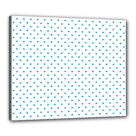 Oktoberfest Bavarian Blue Mini Love Hearts On White Canvas 24  X 20  (stretched) by PodArtist