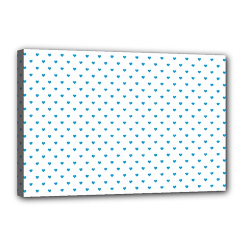 Oktoberfest Bavarian Blue Mini Love Hearts On White Canvas 18  X 12  (stretched) by PodArtist