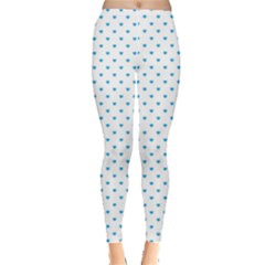 Oktoberfest Bavarian Blue Mini Love Hearts On White Leggings  by PodArtist