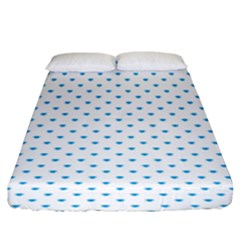 Oktoberfest Bavarian Blue Mini Love Hearts On White Fitted Sheet (king Size) by PodArtist