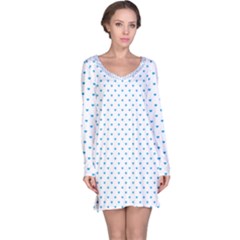 Oktoberfest Bavarian Blue Mini Love Hearts On White Long Sleeve Nightdress by PodArtist