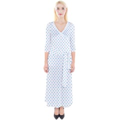 Oktoberfest Bavarian Blue Mini Love Hearts On White Quarter Sleeve Wrap Maxi Dress by PodArtist