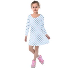 Oktoberfest Bavarian Blue Mini Love Hearts On White Kids  Long Sleeve Velvet Dress by PodArtist