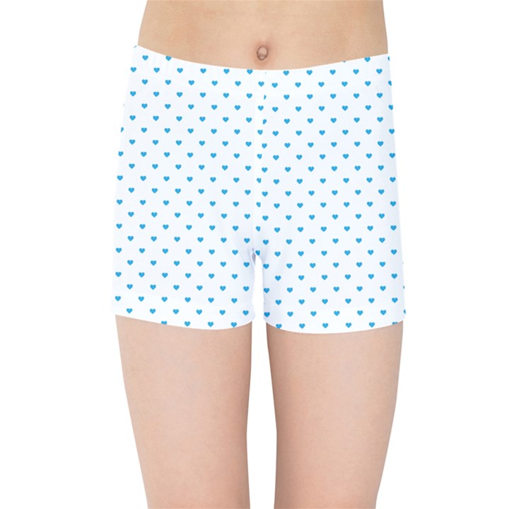 Oktoberfest Bavarian Blue Mini Love Hearts on White Kids Sports Shorts